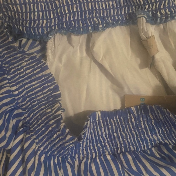 NWT NEW Belle + Skye Blue And White Striped Off The Shoulder Dress Size Medium - Picture 6 of 6